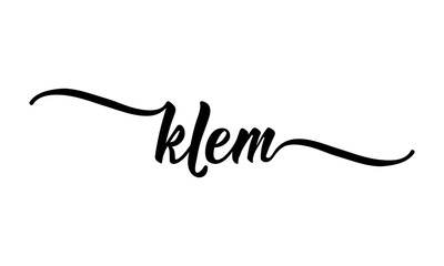 Basic RGBKlem. Norwegian text: Hug. Ink illustration. Modern brush calligraphy. Perfect design for greeting cards, posters and social media. Norwegian Lettering.