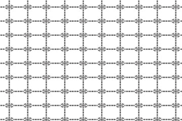 Black and white geometric seamless pattern with ornate floral motifs