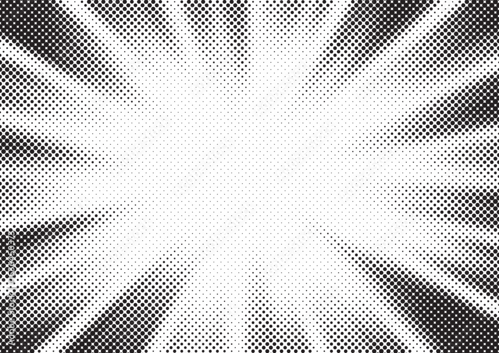 Aufkleber Halftone gradient sun rays pattern. Abstract halftone vector dots background. monochrome dots pattern. Vector background in comic book style with sunburst rays and halftone. Retro pop art design.
