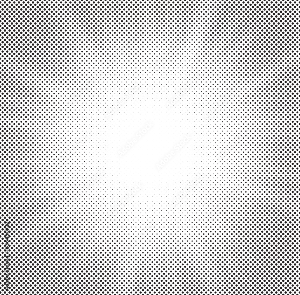 Poster Dotted background. Abstract halftone concentric pattern. Gradient mosaic radial texture. Vector illustration.