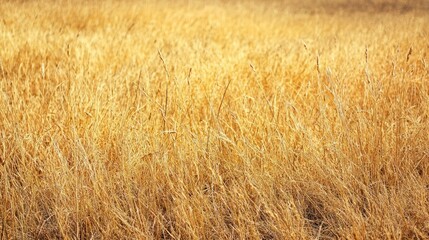 Fototapeta premium Dry yellow grass field in a hot desert-like environment, harsh lighting