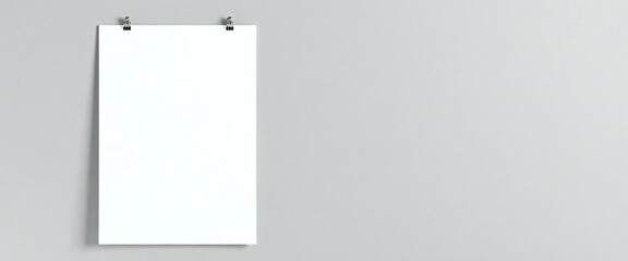 Blank white poster mockup on gray background