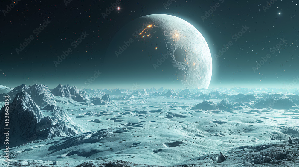 Wall mural unknown planet from outer space. space nebula. cosmic cluster of stars. outer space background