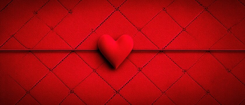 Red heart on quilted background