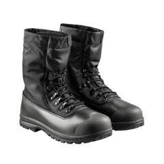 Pair of Black Tactical Boots with Textured Fabric