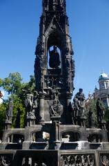 Memorial fountain of Emperor Francis I in Smetanovo Nabr, Prague, Czech Republic