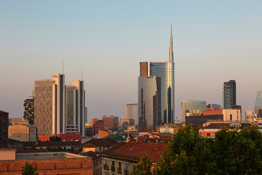 View of Unicredit Tower in Porta Nuova district, Milan, Italy