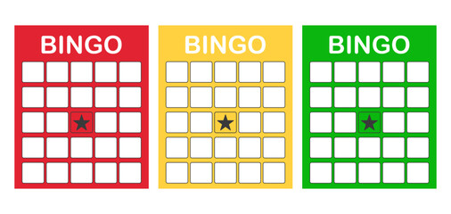 Bingo card template blank with star, luck lotto board game. Bingo ticket empty. Bingo icon, for numbers. 