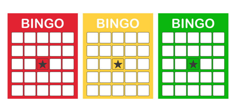 Bingo card template blank with star, luck lotto board game. Bingo ticket empty. Bingo icon, for numbers. 