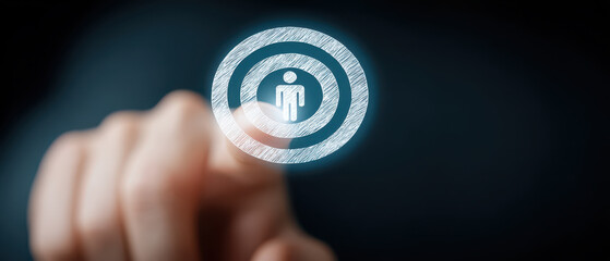 Target market audience marketing segmentation concept with finger pointing on icon