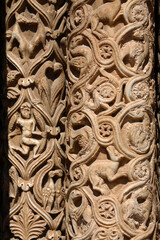 Details of the columns of Monreale abbey's cloister, Monreale, Italy