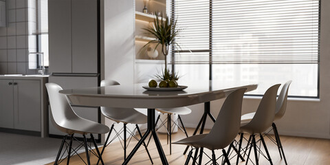 Modern Open-Plan Living Room, Kitchen, and Dining Area – 3D Interior Architectural Visualization Render