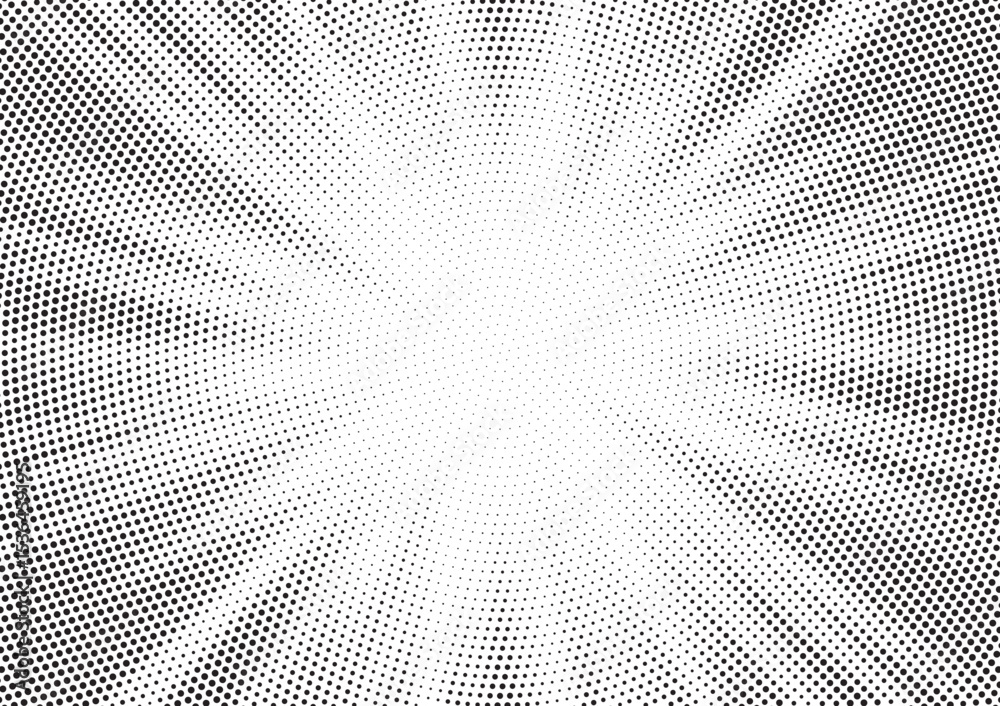 Aufkleber Halftone gradient sun rays pattern. Abstract halftone vector dots background. monochrome dots pattern. Vector background in comic book style with sunburst rays and halftone. Retro pop art design.