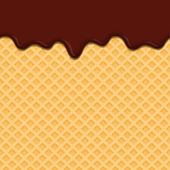 Dark chocolate flowing waffle cone seamless background

