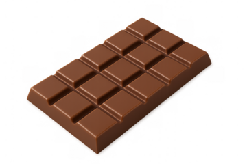 Milk chocolate bar melting, revealing glossy surface against clean white backdrop, highlighting confectionery indulgence