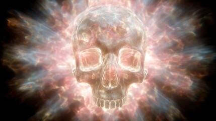 Skull engulfed in ethereal light