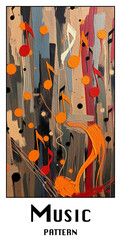 Musical theme. Oil painting. Pattern for printing on wall decorations.