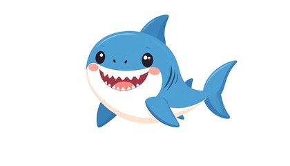 Cartoon Shark with a Big Smiling Mouth.