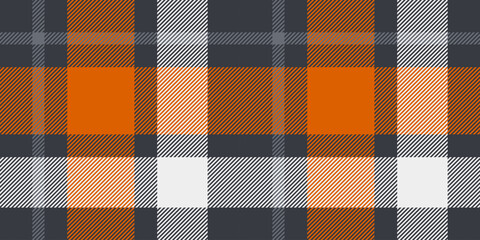 A bold orange, gray, and white tartan plaid pattern with contrasting tones, perfect for modern textiles, autumn designs, and stylish decor.