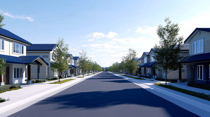 A Serene and Orderly Suburban Neighborhood, Featuring a New Housing Development