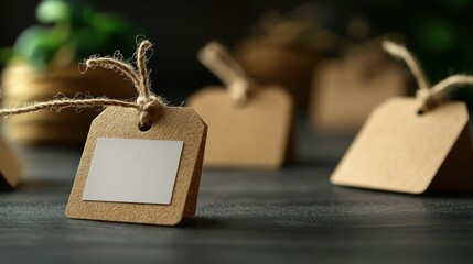 Blank kraft paper tags with twine