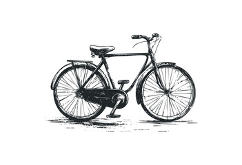 Fototapeta premium Vintage bicycle sketch: classic two-wheeled design with detailed hand-drawn elements. Vector retro hand drawn illustration