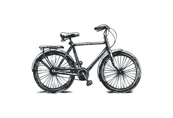 Fototapeta premium Detailed sketch of a vintage bicycle with classic features. Vector retro hand drawn illustration