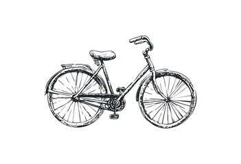 Fototapeta premium Detailed sketch of a vintage bicycle. Vector retro hand drawn illustration