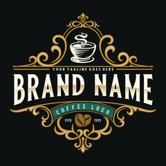 coffee logo illustration design. a cup of coffee with a vintage style, very suitable for coffee businesses, coffee shops, labels etc