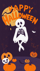 Oil Painting. Pattern for printing on wall decorations . Halloween theme.