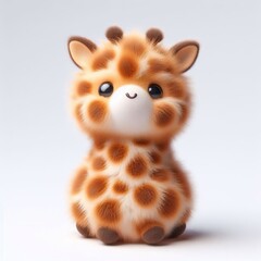 3D realistic adorable fluffy funny Giraffe expression on a white background