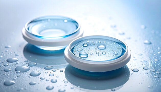 Contact Lenses on wet surface.