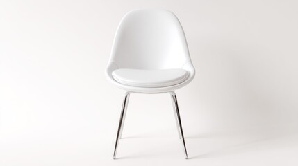 Modern white chair isolated on pure white background, minimal product template