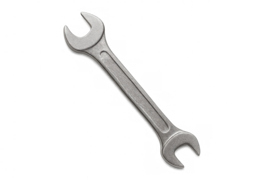 Chrome wrench tool isolated on transparent background, ideal for construction, repair, and maintenance projects