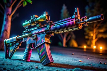 Dark tactical M4A1. Night Ops custom build.  Clandestine weapon photography showcases its lethal beauty.