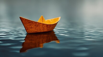 Floating Paper Boat Calm Peaceful Visual