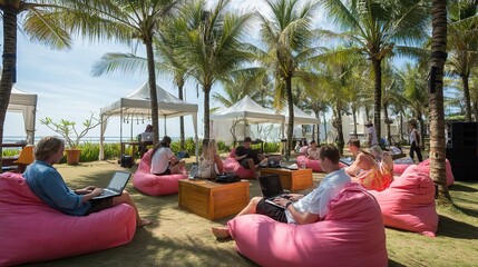 Outdoor Coworking Bali Palm Trees