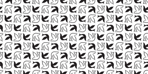 Birds illustration background. Seamless pattern. Vector. 鳥のイラストパターン