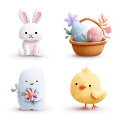Cute Vector Easter Icon Set