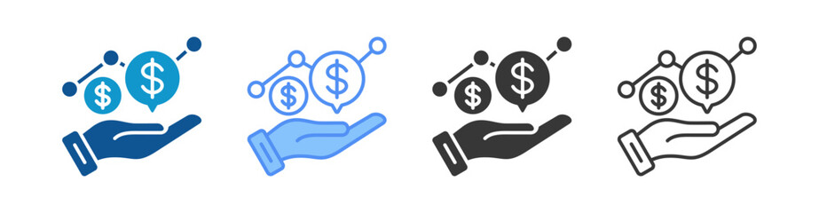 Revenue Icon Set Multiple Style Collection