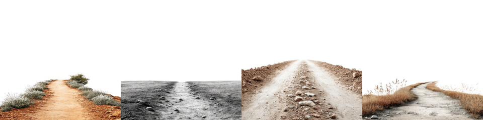 Dirt path winding through a scenic natural landscape