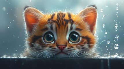 A small innocent kitten tilting its head staring directly representing cuteness and adorable animal charm