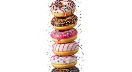 Colorful donuts stacked vertical