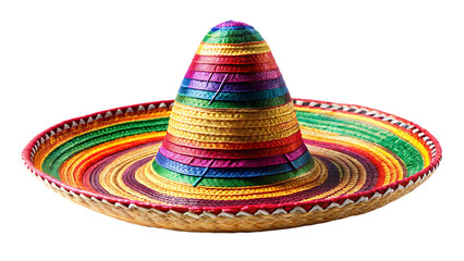 colorful traditional mexican sombrero hat isolated on white background PNG , AI GENERATED