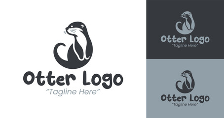 Creative and Professional Otter Logo in Grey and White for Branding