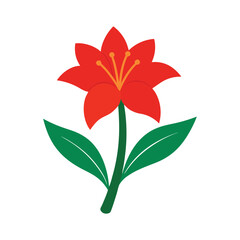 Vibrant Red Lily Flower Illustration Simple Floral Design Graphic