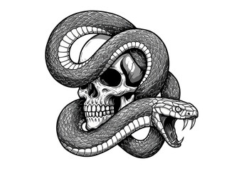 Obraz premium Serpentine Embrace A Skulls Obscure Coil isolated on transparent baackground