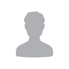 短髪の中年の男性モノクロシルエットイラスト　グレー