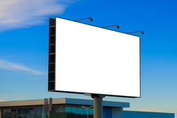 Large white billboards for outdoor advertising and information boards along the roads and on the streets of the city. 