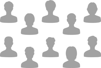 男性いろいろモノクロシルエットアイコン　セット　グレー